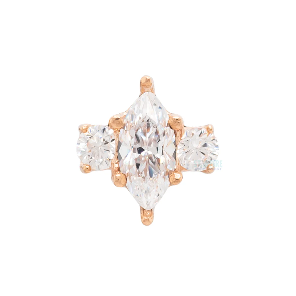 threadless: Marquise-Cut Brilliant-Cut Gem with Side Accents End in Gold - Image 6