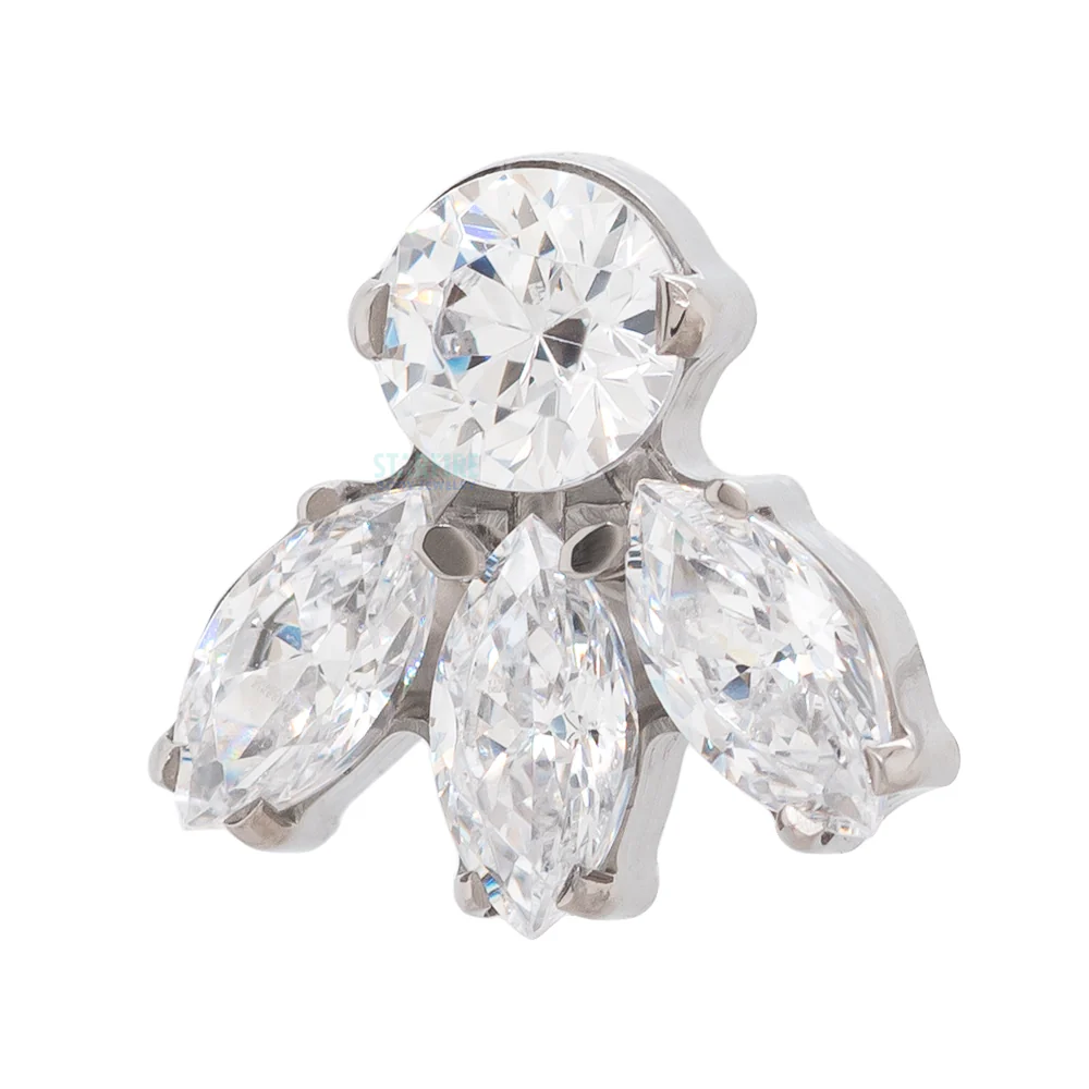 threadless: Marquise Fan with Round Faceted Gem End - Image 2