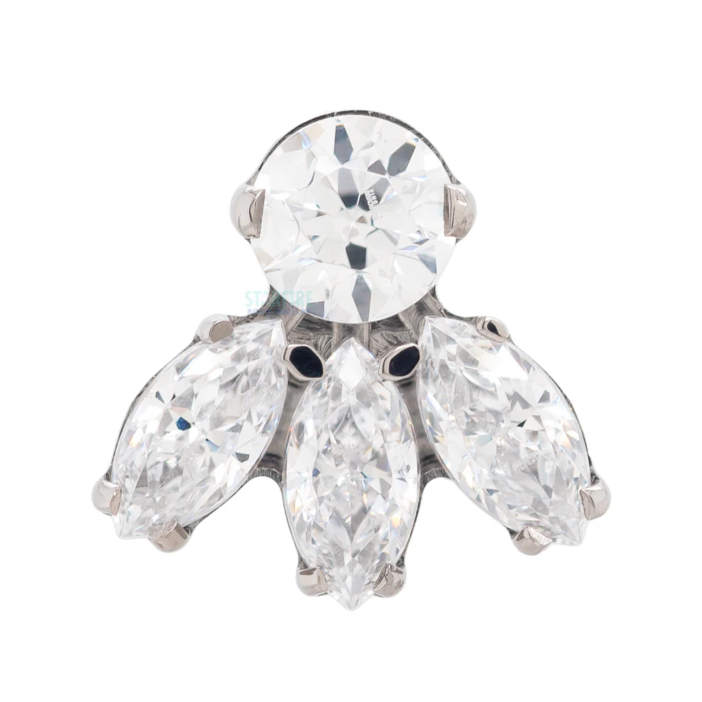 threadless: Marquise Fan with Round Faceted Gem End - Image 5