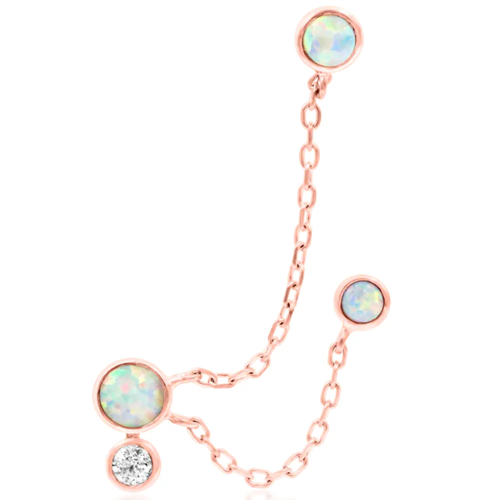threadless: "Mei" Chain Triple Pin End in Gold with White Opals & CZ - Image 5