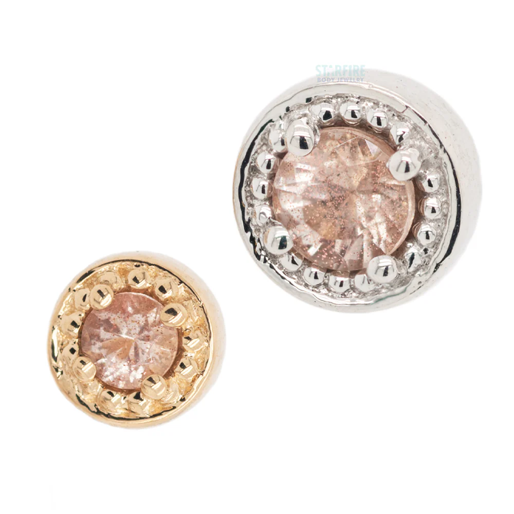 threadless: Milgrain Prong Pin in Gold with Oregon Sunstone