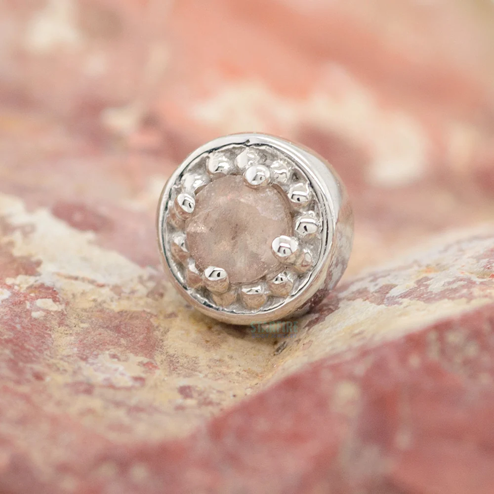 threadless: Milgrain Prong Pin in Gold with Oregon Sunstone - Image 2