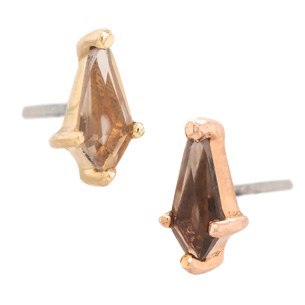threadless: "Mini Soho" End in Gold with Smokey Quartz