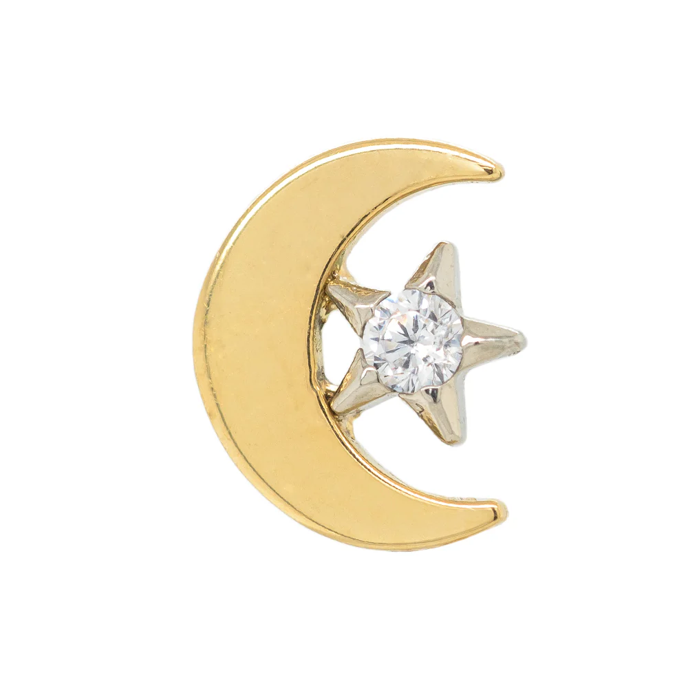 threadless: Moon End in Gold with Brilliant-Cut Gemmed Star in White Gold