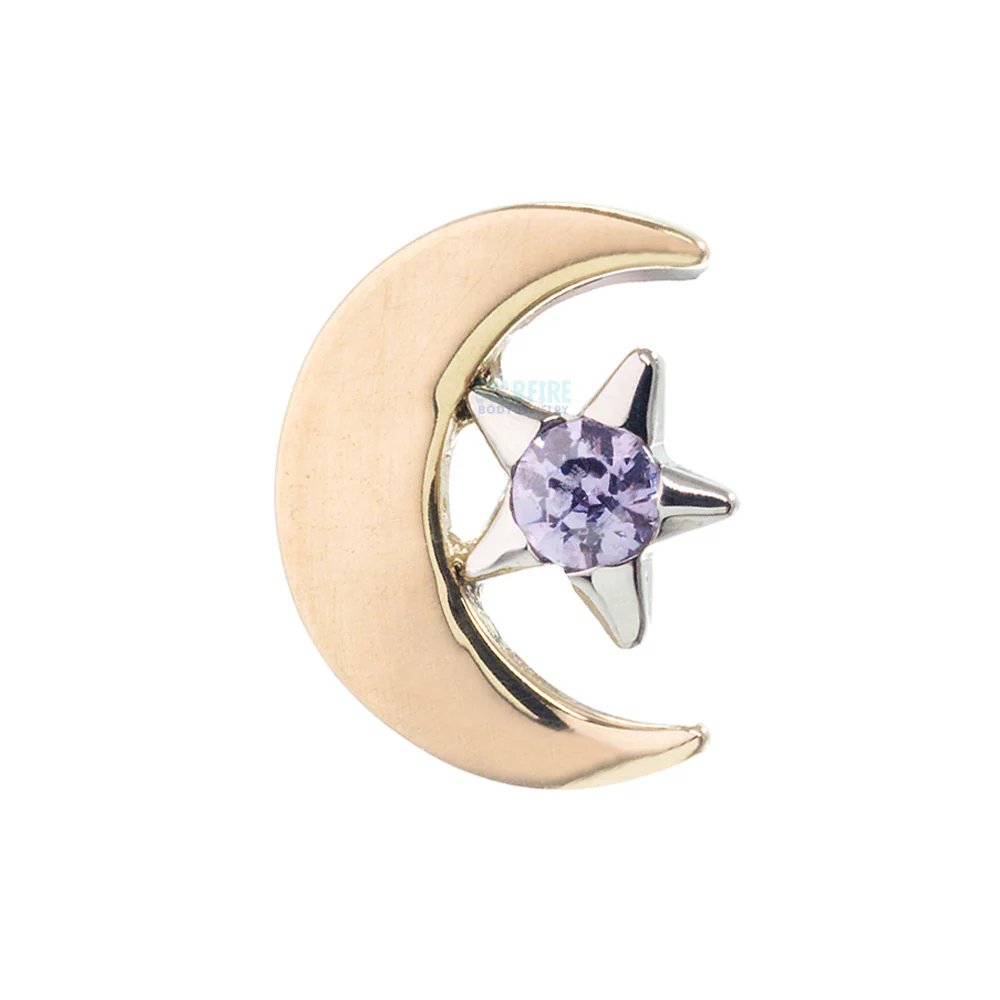 threadless: Moon End in Gold with Brilliant-Cut Gemmed Star in White Gold - Image 5