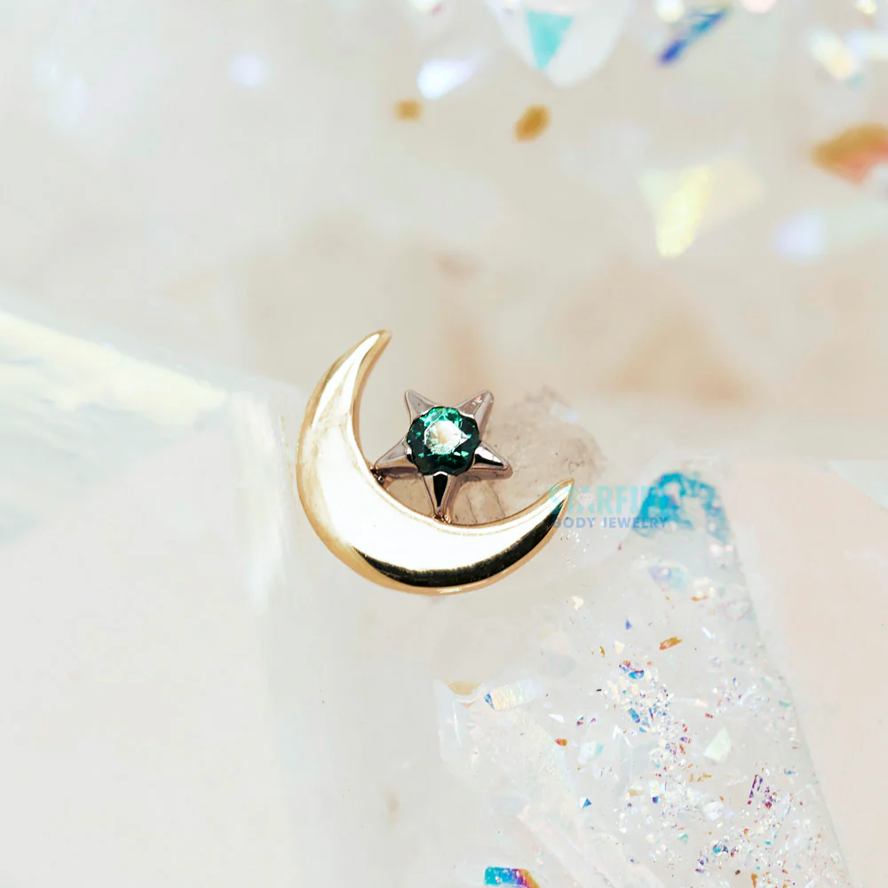 threadless: Moon End in Gold with Brilliant-Cut Gemmed Star in White Gold - Image 6