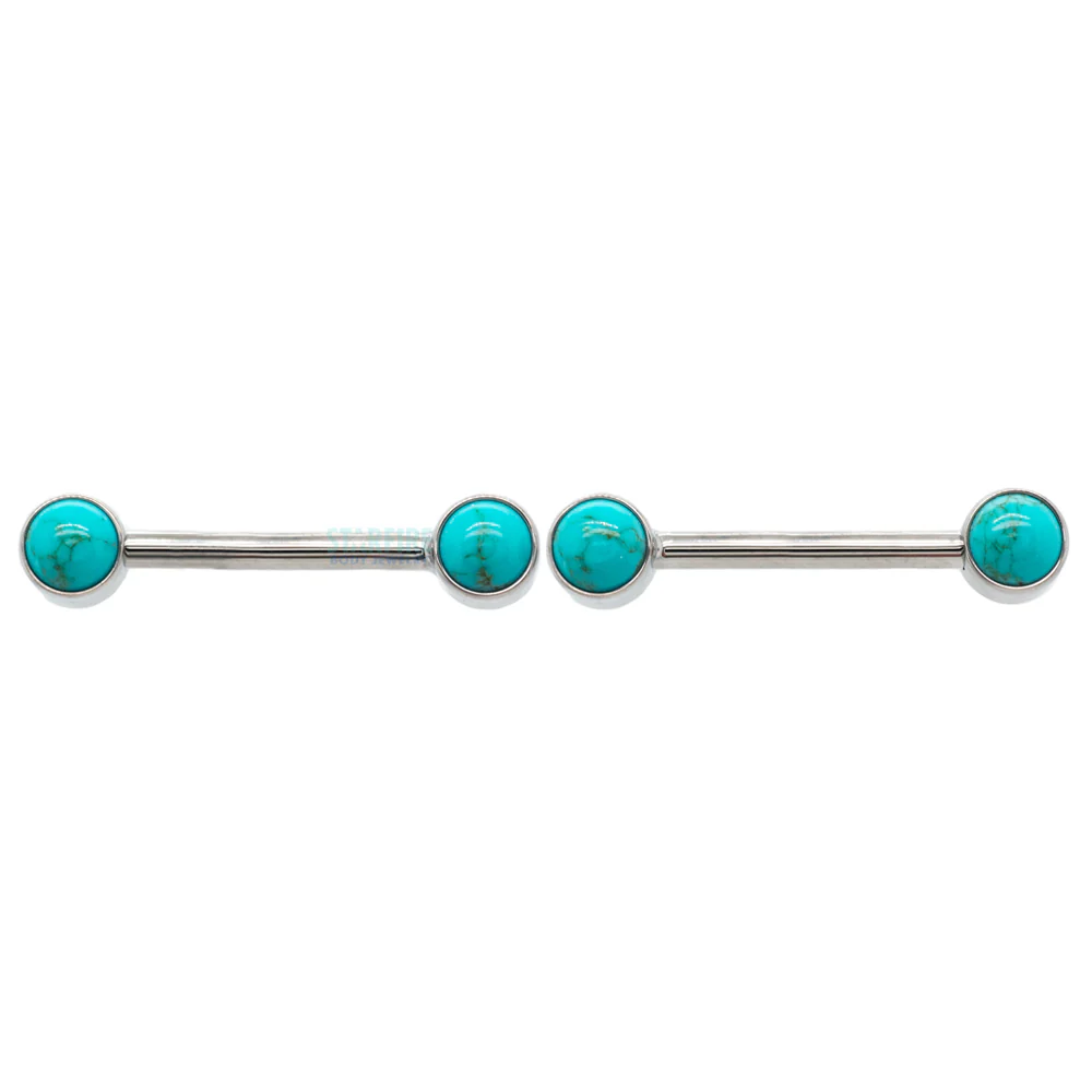 threadless: Natural Stone Cabochon Side-Set Nipple Barbells in Bezels - pair - Image 4