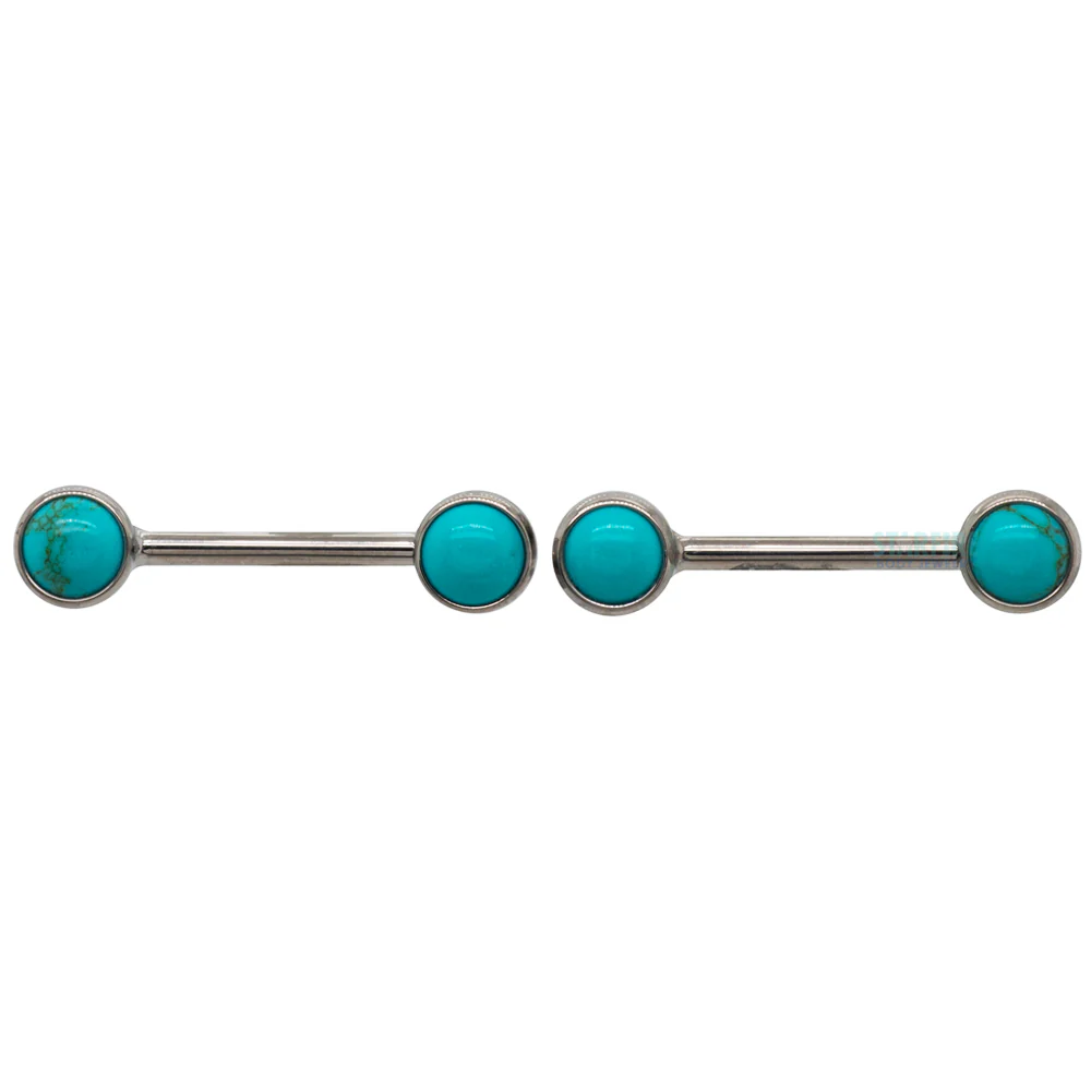 threadless: Natural Stone Cabochon Side-Set Nipple Barbells in Bezels - pair - Image 5