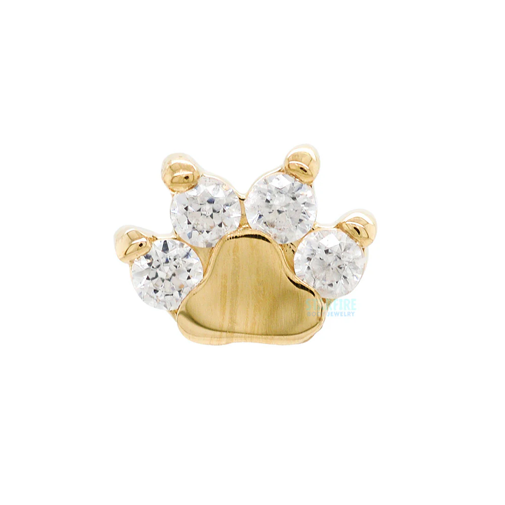 threadless: Paw Print with Faceted Gems End in Gold - Image 4