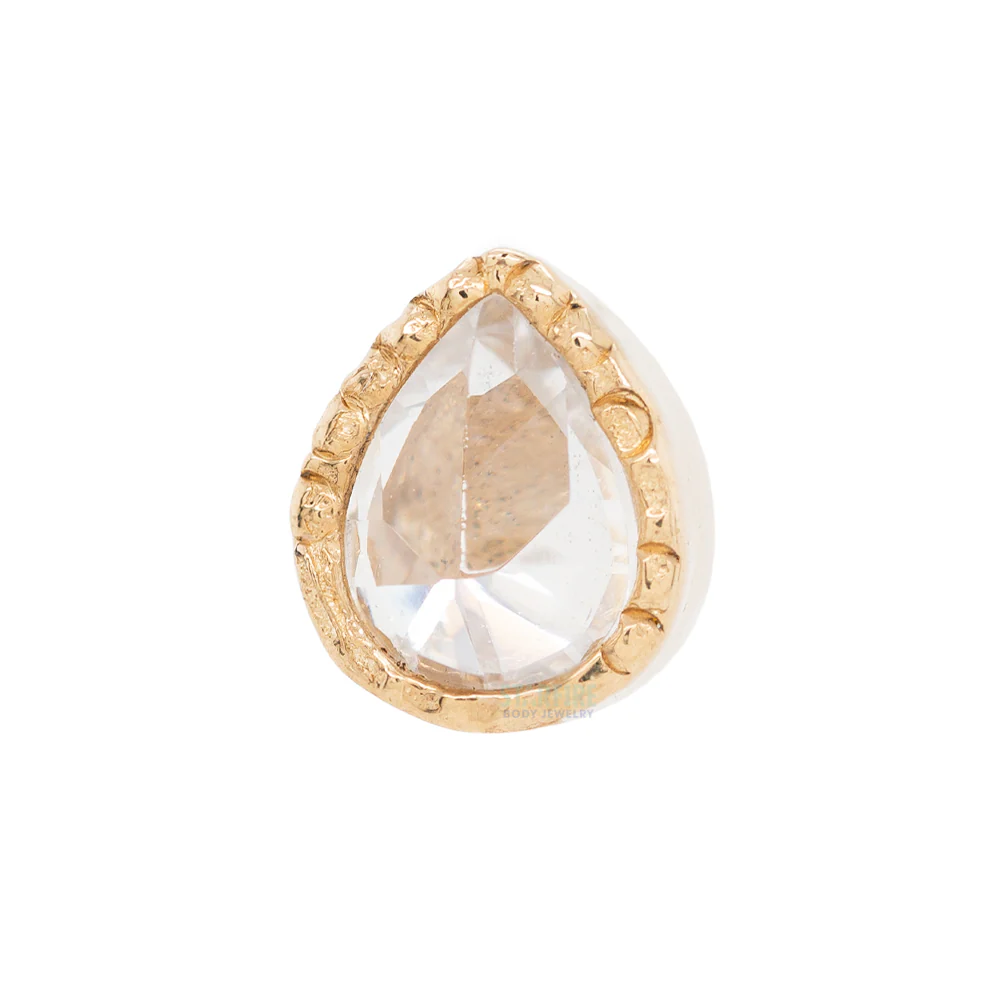 threadless: Pear Scalloped Pin in Gold with Gemstone - Image 3