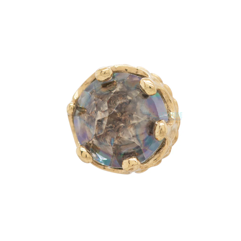 threadless: "Queen" Crown End in Gold with Reverse-Set Mystic Topaz - Image 2