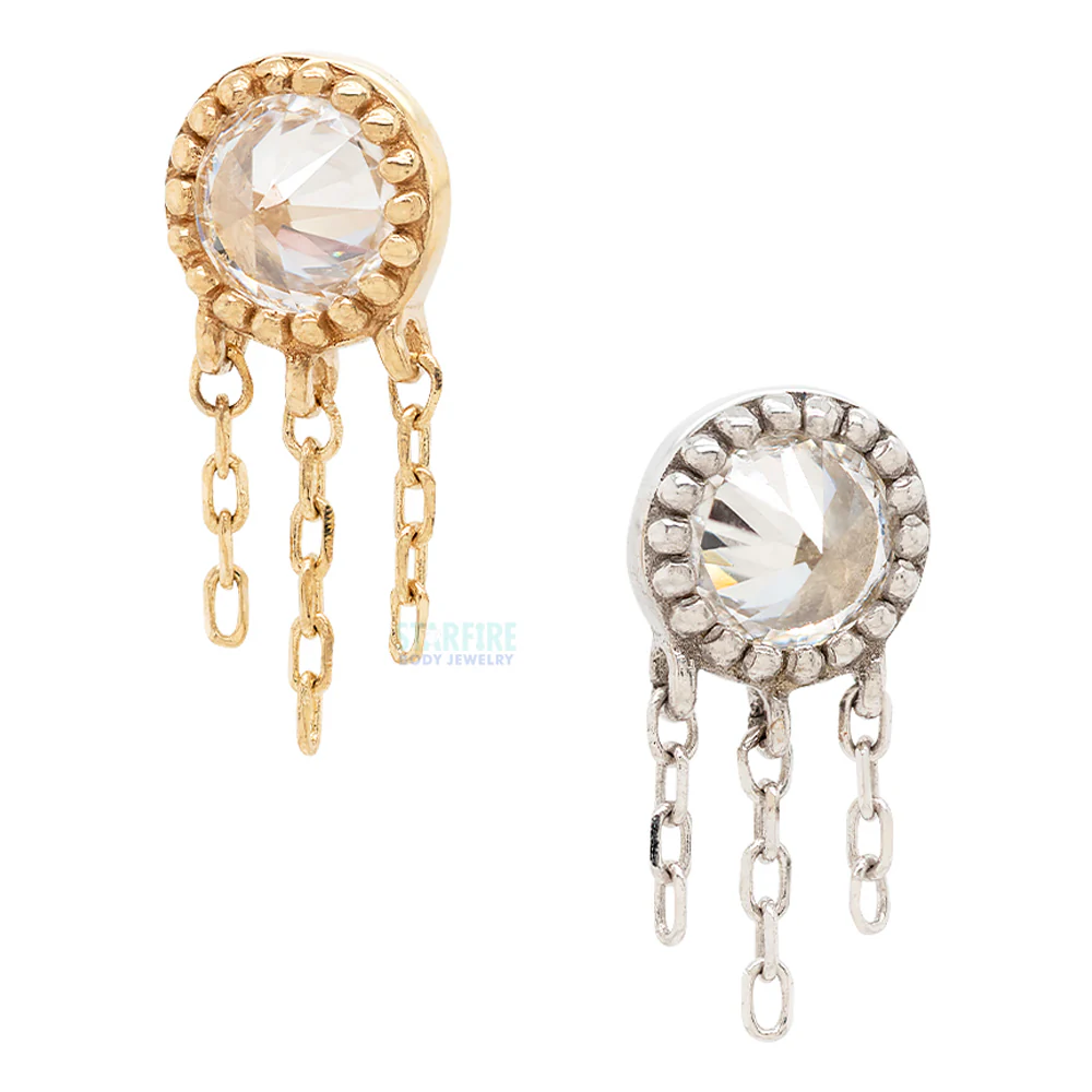 threadless: "Rebel Rebel" End with Chains in Gold with Reverse Set CZ
