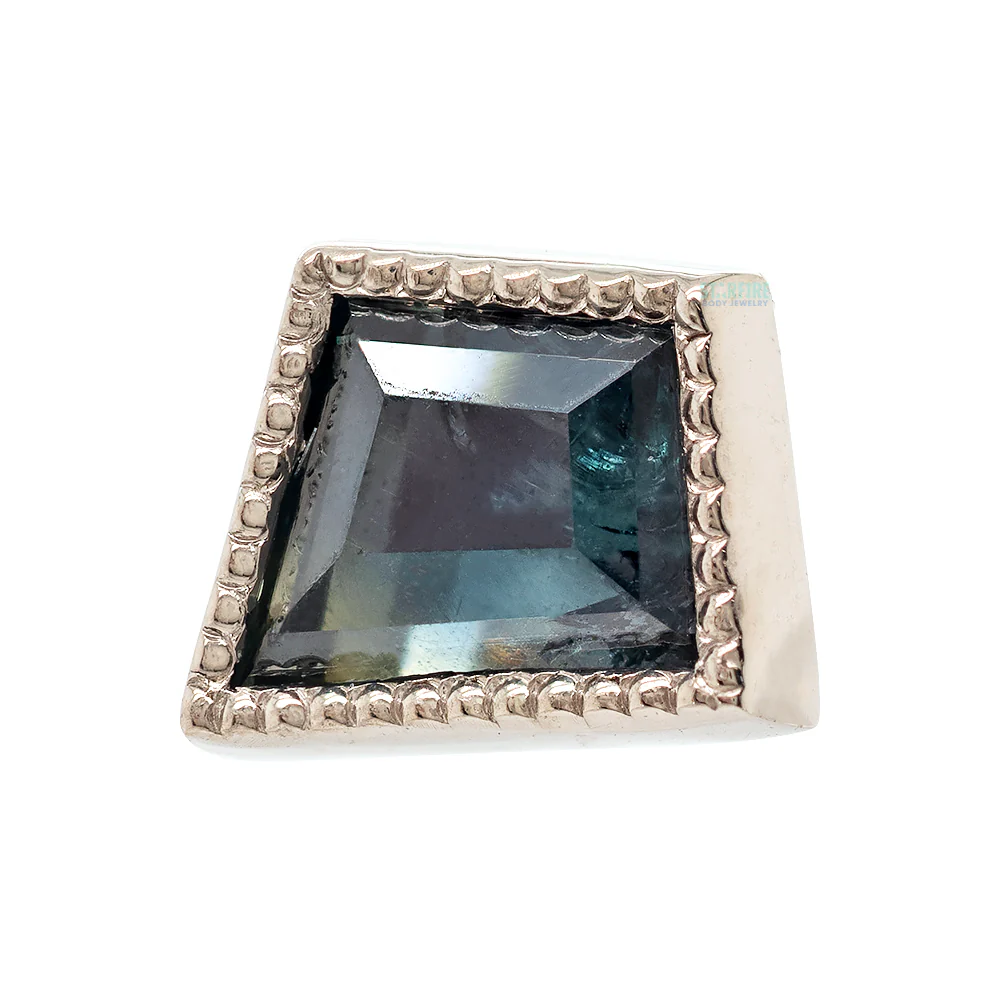 threadless: Tablet Cut Madagascar Sapphire End in Gold - 6.5mm
