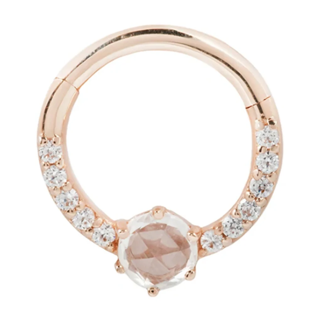 "Tinsley" Hinge Ring / Clicker in Gold with White Sapphire & White CZ's - Image 5