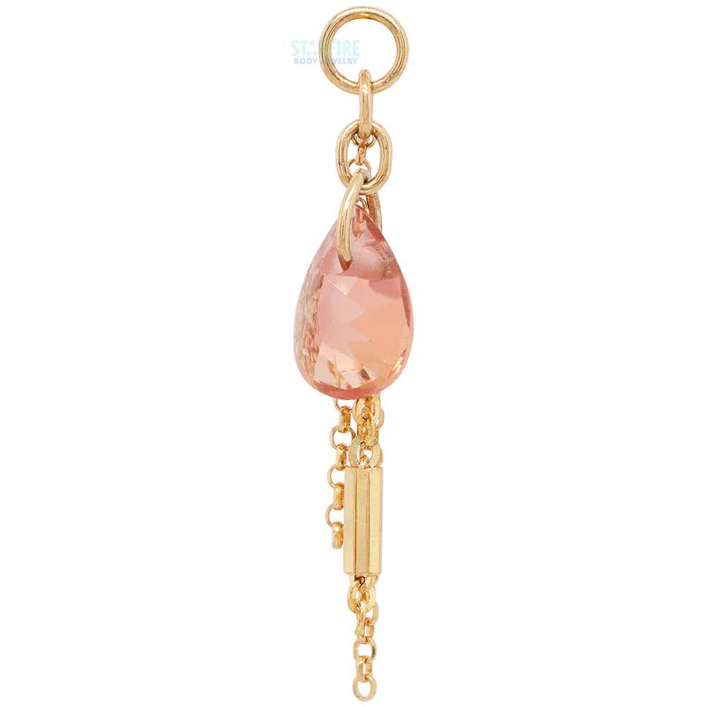 Tourmaline Chain Charm in Gold with Peach Tourmaline - Image 3