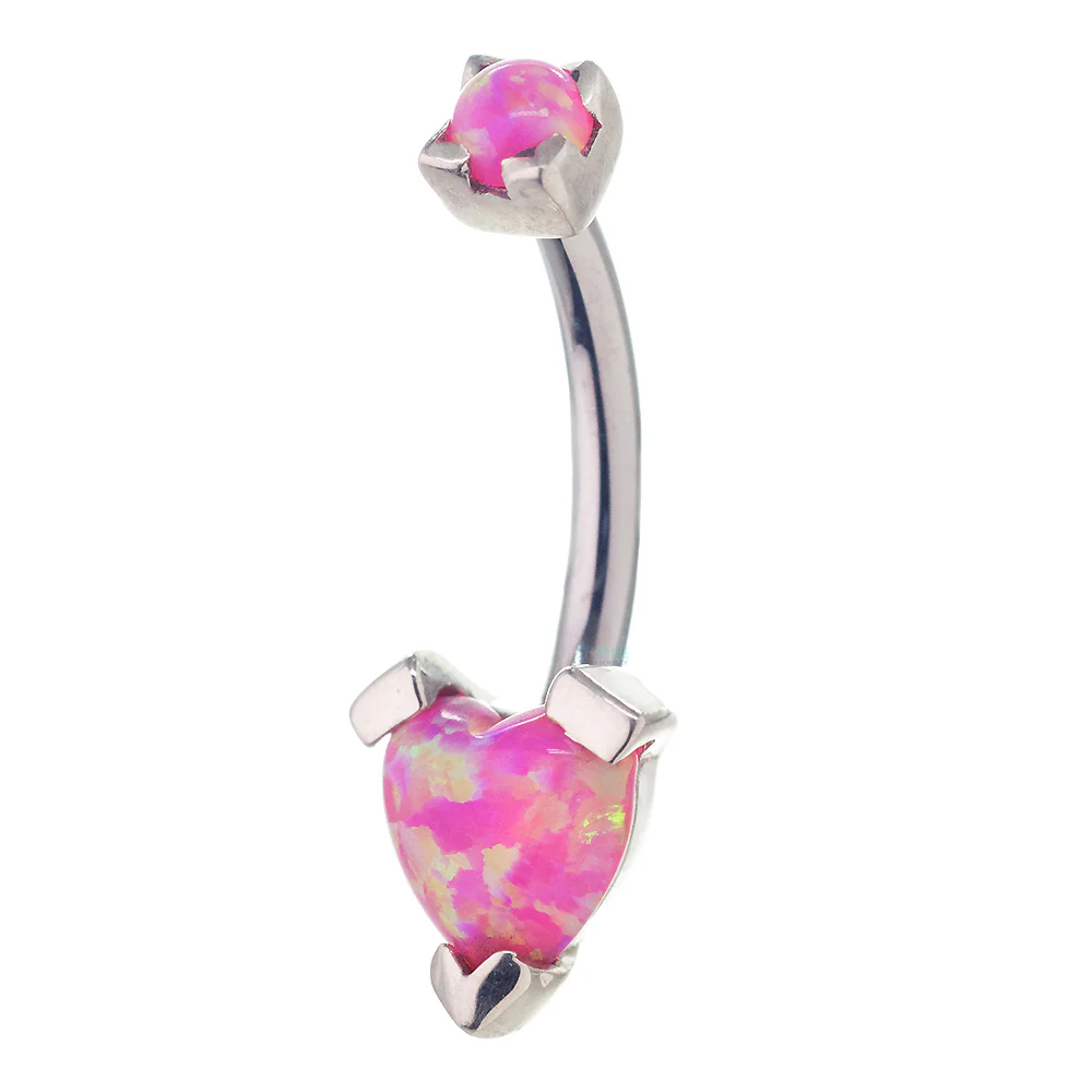 'Tres Jolie' Heart Opal Navel Curve - Image 3