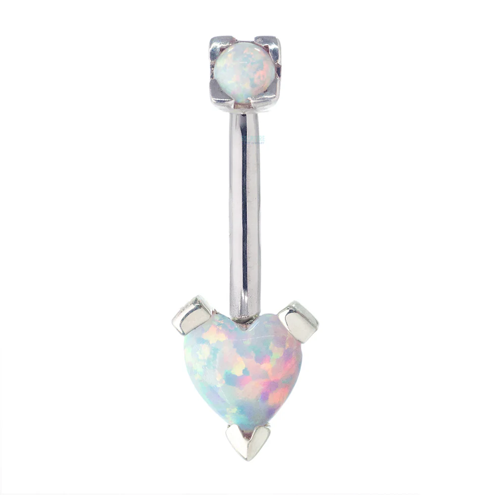 'Tres Jolie' Heart Opal Navel Curve - Image 4