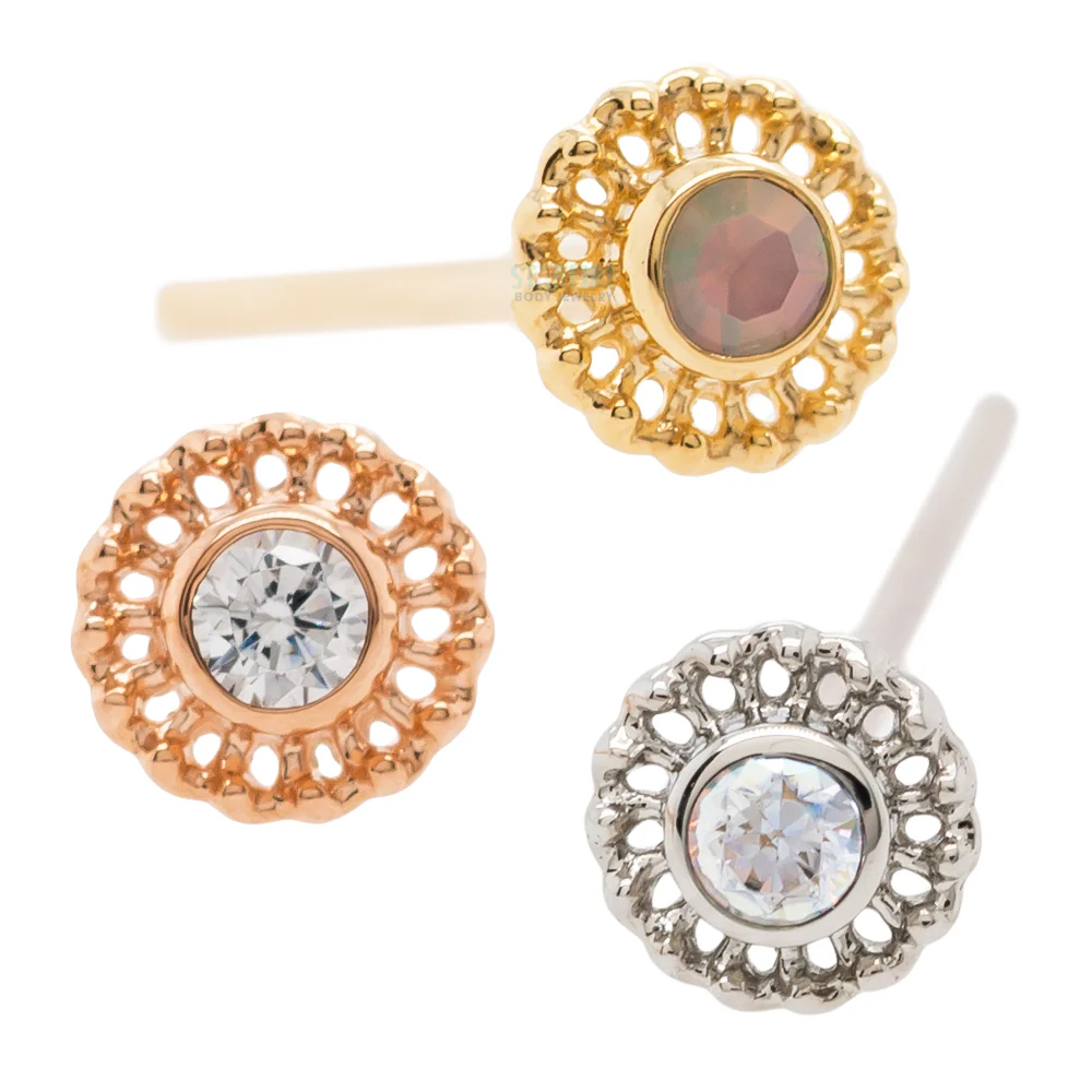 "Virtue" Nostril Screw in Gold with 2mm Brilliant-Cut Gem