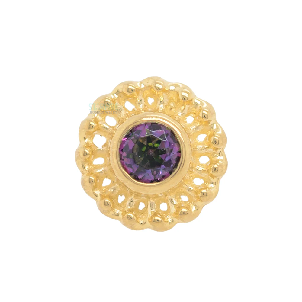 "Virtue" Nostril Screw in Gold with Mystic Topaz - Image 3