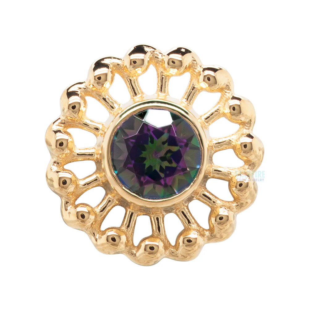 "Virtue" Nostril Screw in Gold with Mystic Topaz - Image 4