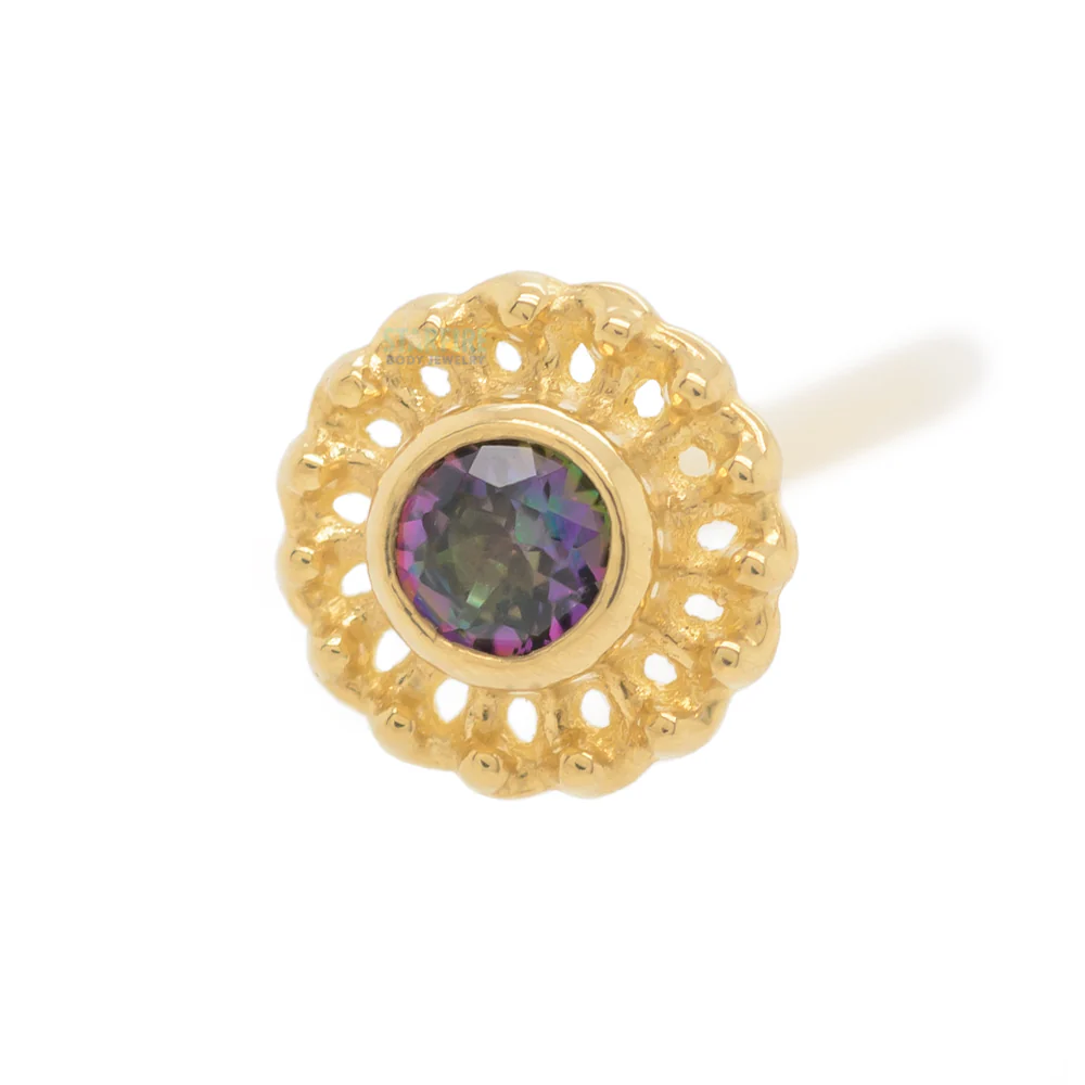 "Virtue" Nostril Screw in Gold with Mystic Topaz - Image 5