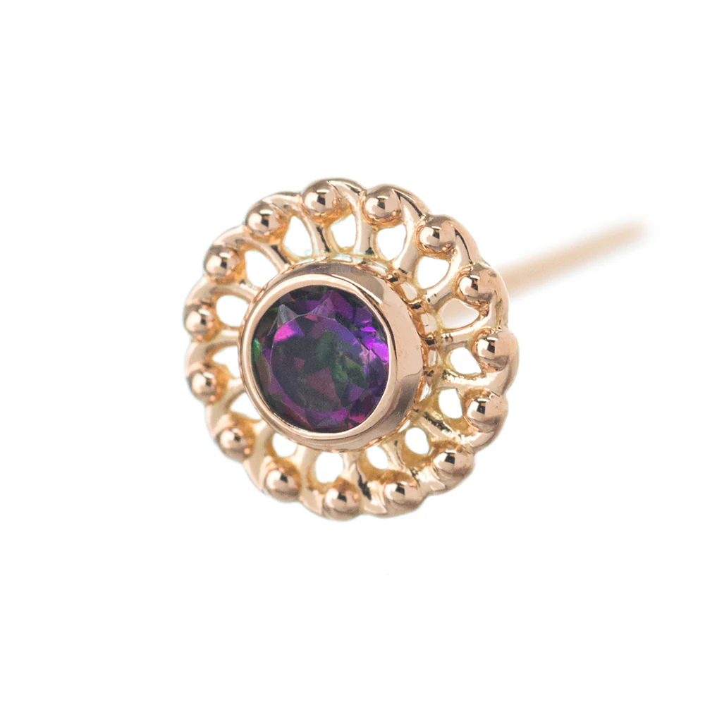 "Virtue" Nostril Screw in Gold with Mystic Topaz - Image 6