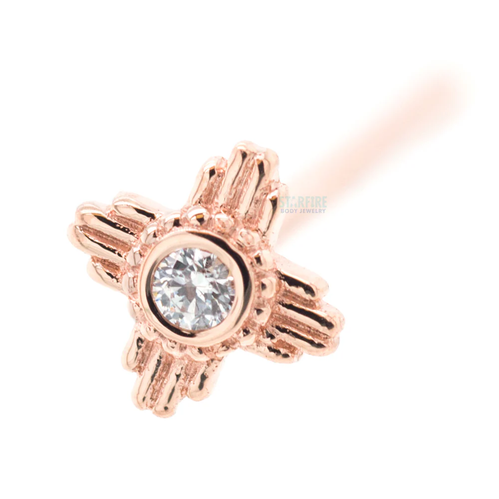 "Zia" Nostril Screw in Gold with White CZ